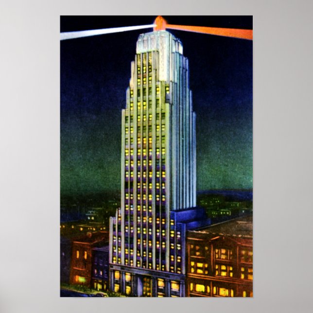 Fort Wayne Indiana Lincoln Torn i natt Poster (Framsidan)