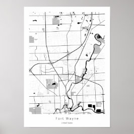 Fort Wayne Indiana Modern Minimum Simple Karta Poster