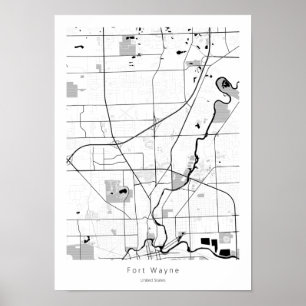 Fort Wayne Indiana Modern Minimum Simple Karta Poster