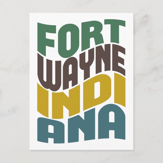 Fort Wayne Indiana Retro Wave Vykort (Framsida)