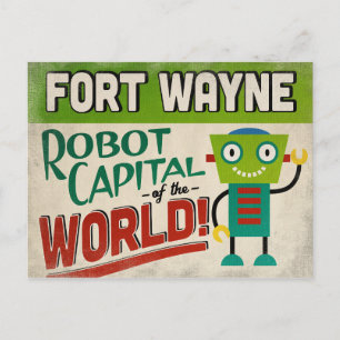 Fort Wayne Indiana Robot - Rolig Vintage Vykort