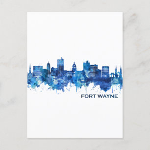 Fort Wayne Indiana Skyline Blue Helg Vykort