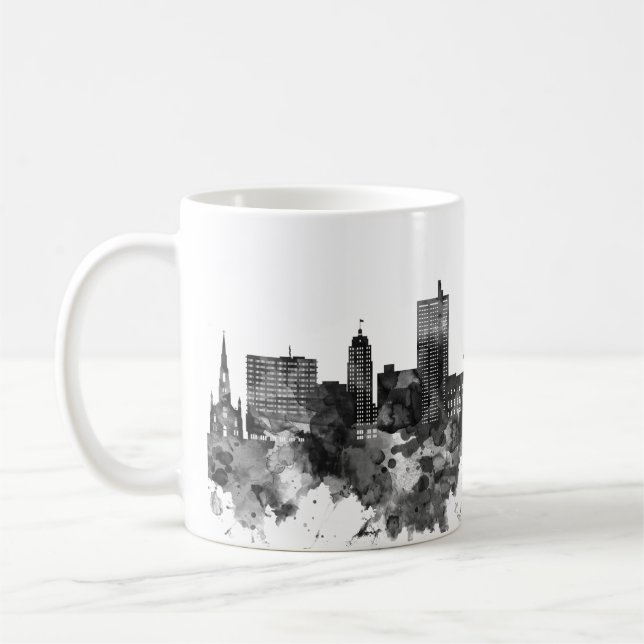 Fort Wayne Indiana Skyline BW Kaffemugg (Vänster)