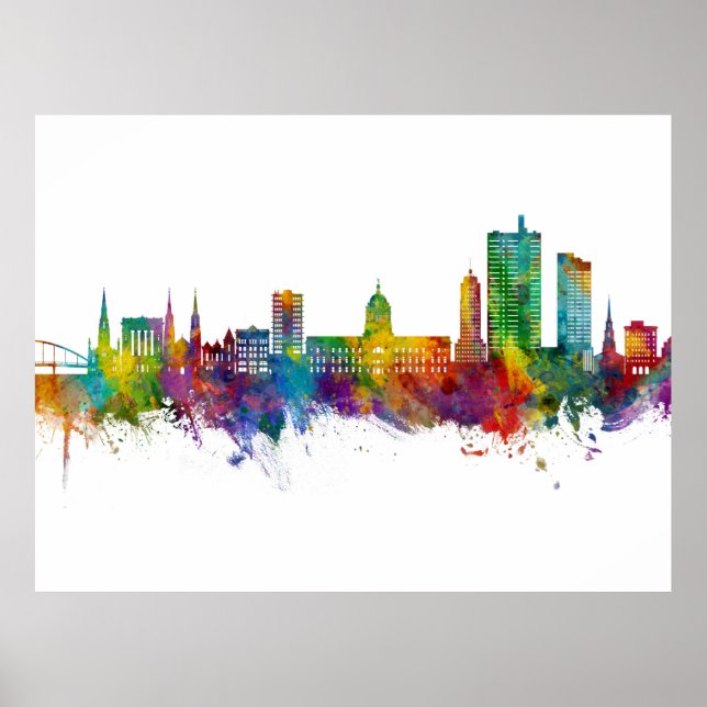 Fort Wayne Indiana Skyline Poster (Framsidan)