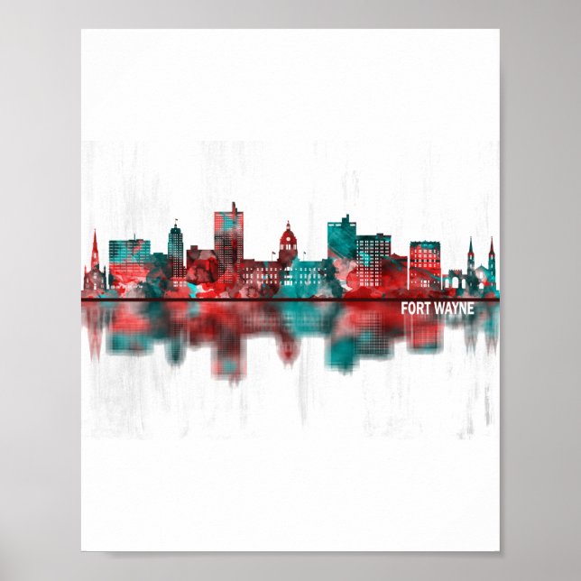 Fort Wayne Indiana Skyline Poster (Framsidan)