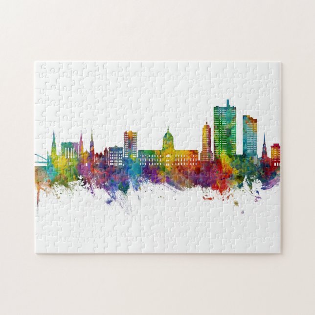 Fort Wayne Indiana Skyline Pussel (Horisontell)