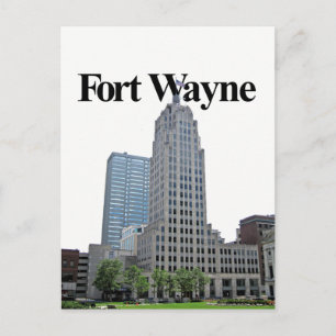 Fort Wayne Indiana Skyline w/Fort Wayne i Himlar Vykort