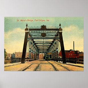 Fort Wayne Indiana St Marys överbryggar 1910 Poster