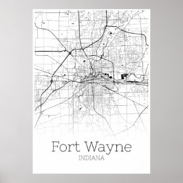 Fort Wayne Karta - Indiana - City Karta Poster