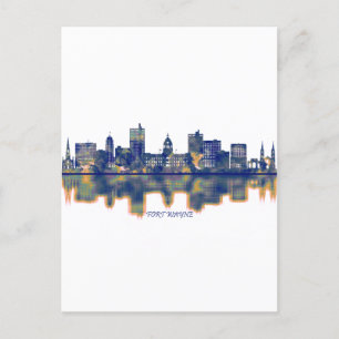Fort Wayne Skyline Helg Vykort
