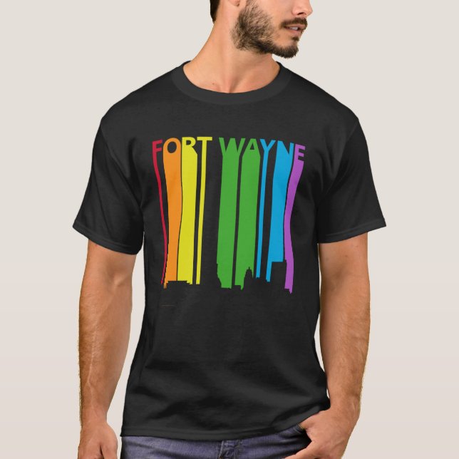 Fort Wayne Skyline LGBT Pride T Shirt (Framsida)