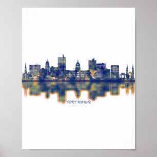 Fort Wayne Skyline Poster