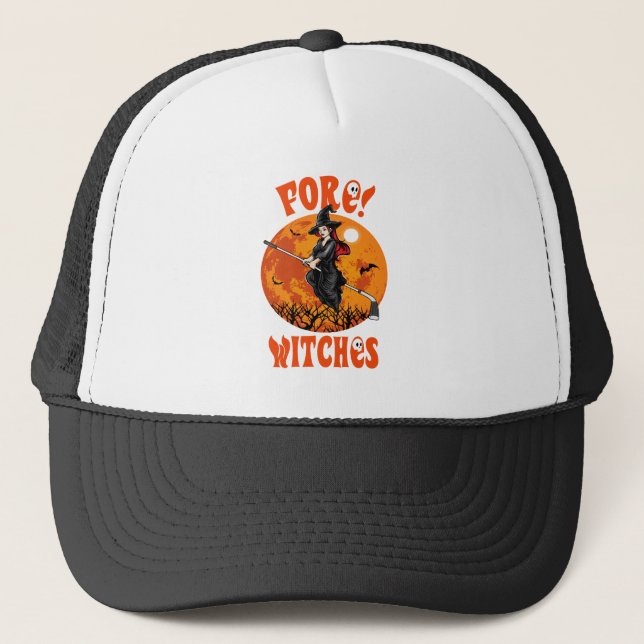 Fort! Witches Golf Stick Witch Riding Halloween Keps (Framsida)
