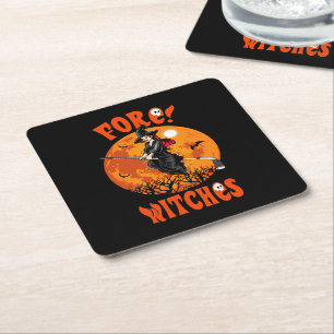 Fort! Witches Golf Stick Witch Riding Halloween Underlägg Papper Kvadrat