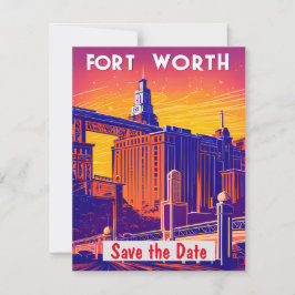 Fort Worth Bridge Rosa Bröllopsinbjudan Spara Datumet