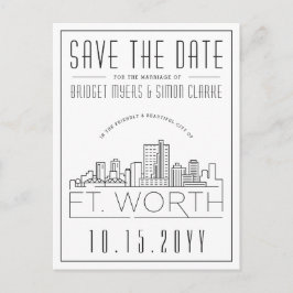 Fort Worth Bröllop | Stiliserad Siluett Spara Datu Vykort