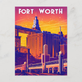 Fort Worth, City i Vibrant Färg, Travel Vykort