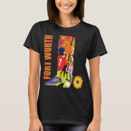 Fort Worth Cowgirl Retro Orange Resa T Shirt