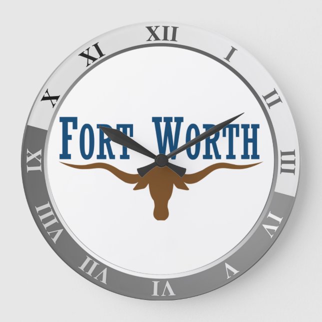 Fort Worth flagga Large Clock Stor Klocka (Framsida)
