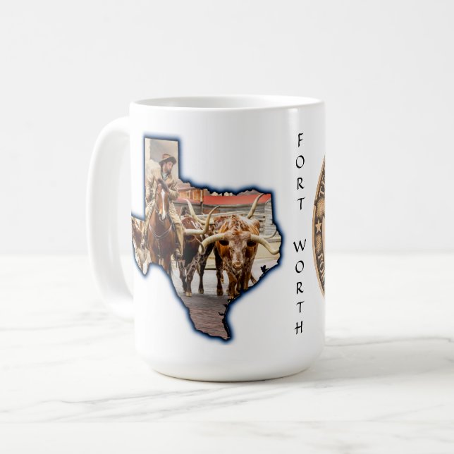 Fort Worth Lagrar Yards Texas Graphic on white, Mu Kaffemugg (Framsida vänster)