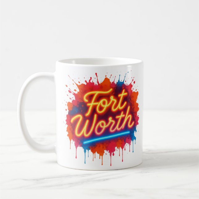 Fort Worth nyare gatukonst stänk design Kaffemugg (Vänster)