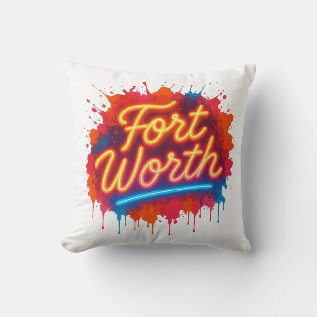 Fort Worth nyare gatukonst stänk design Kudde (Framsida)
