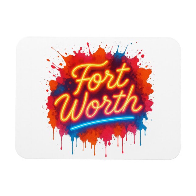 Fort Worth nyare gatukonst stänk design Magnet (Horisontell)