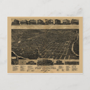 Fort Worth, Texas Birds Öga View 1886 Vykort