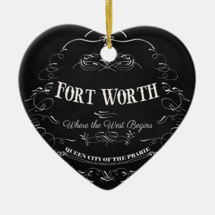 Fort Worth Texas - drottningstad av prärien Julgransprydnad Keramik