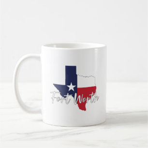 Fort Worth, Texas Flagga Karta Kaffemugg