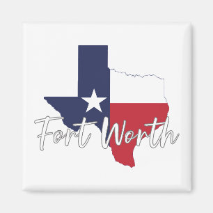 Fort Worth, Texas Flagga Karta Magnet