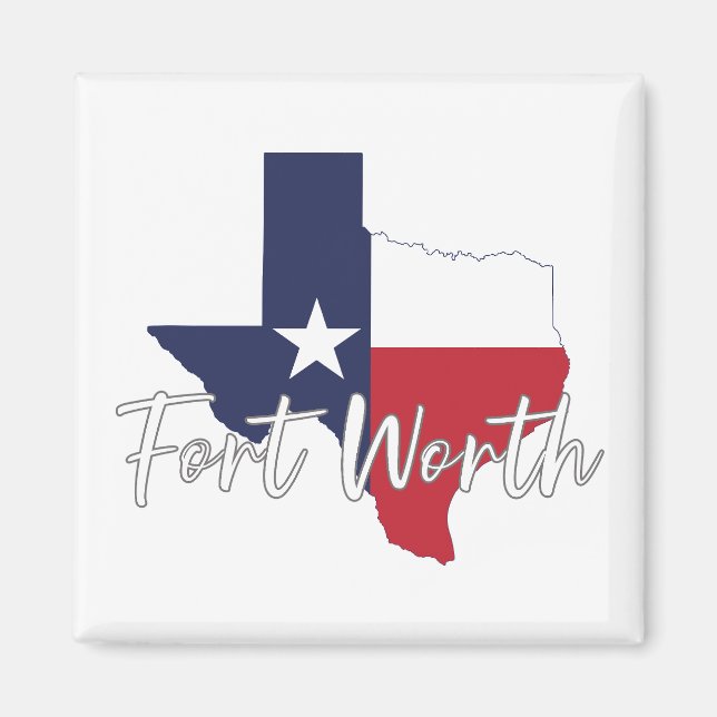 Fort Worth, Texas Flagga Karta Magnet (Framsidan)