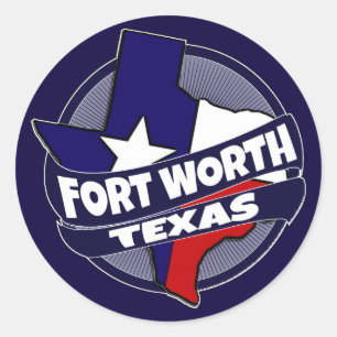 Fort Worth Texas flagga-klistermärken Runt Klistermärke