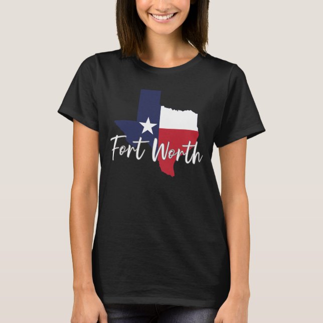 Fort Worth, Texas Flagga Women's Black T Shirt (Framsida)