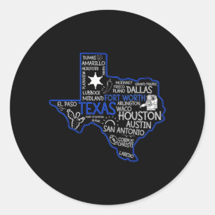 Fort Worth Texas Karta Karta med städer Runt Klistermärke
