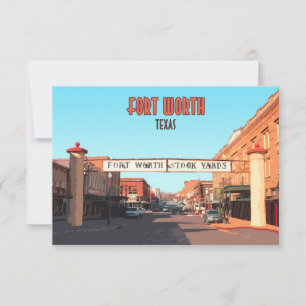 Fort Worth Texas Lagrar-kort för Vintage, flata ko