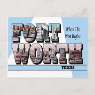 Fort Worth Texas Large Brev vykort