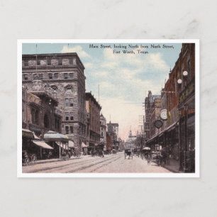 Fort Worth, Texas, Main Street Vintage Vykort