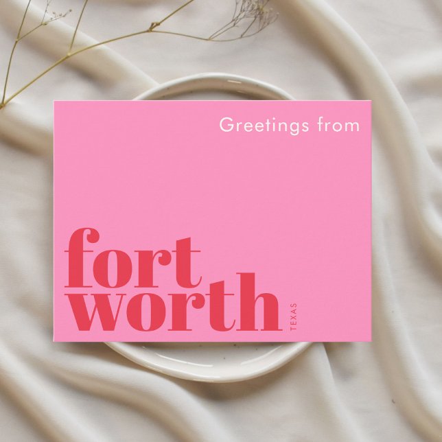 Fort Worth Texas modern rosa röd Vykort (Skapare uppladdad)