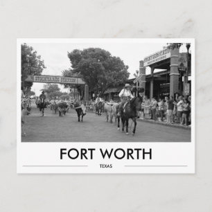 Fort Worth Texas Present Stockyards Svart & Vitt Vykort