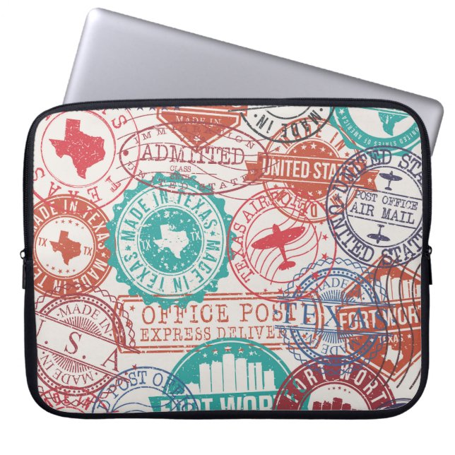 Fort Worth Texas: Resa frimärke. Laptop Fodral (Framsidan)