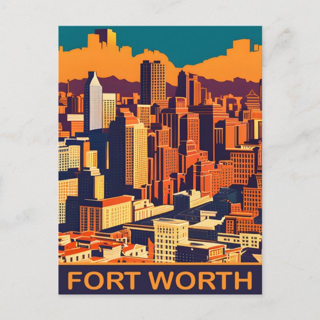 Fort Worth, Texas, Stadssiluett, Resa Vykort (Framsida)