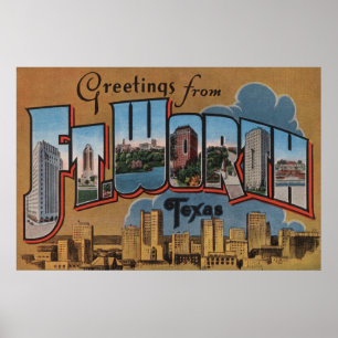 Fort Worth Texas - stora brevplatser Poster