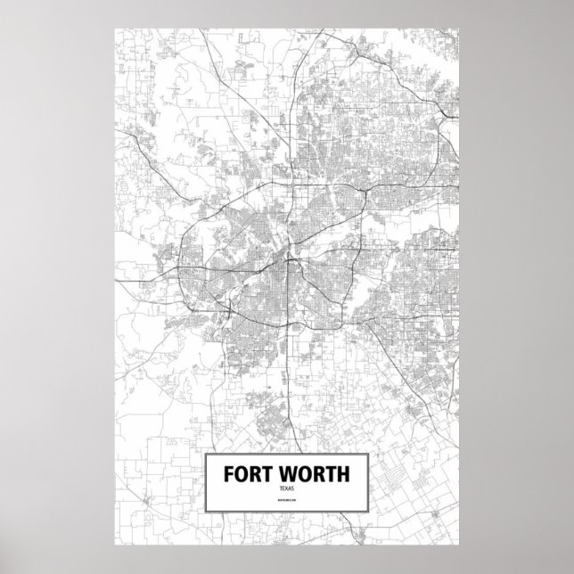 Fort Worth, Texas (svart på vit) Poster (Framsidan)