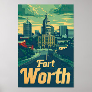 Fort Worth Texas USA Berömd Travel Ställe Poster