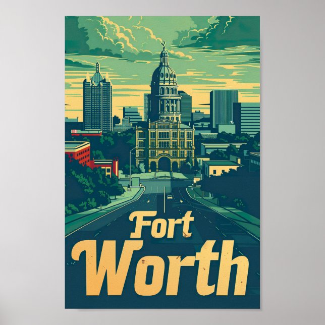 Fort Worth Texas USA Berömd Travel Ställe Poster (Framsidan)