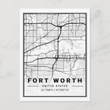 Fort Worth Texas USA Travel City Karta Poster