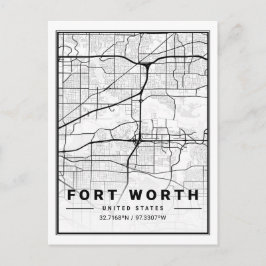 Fort Worth Texas USA Travel City Karta Poster Vykort