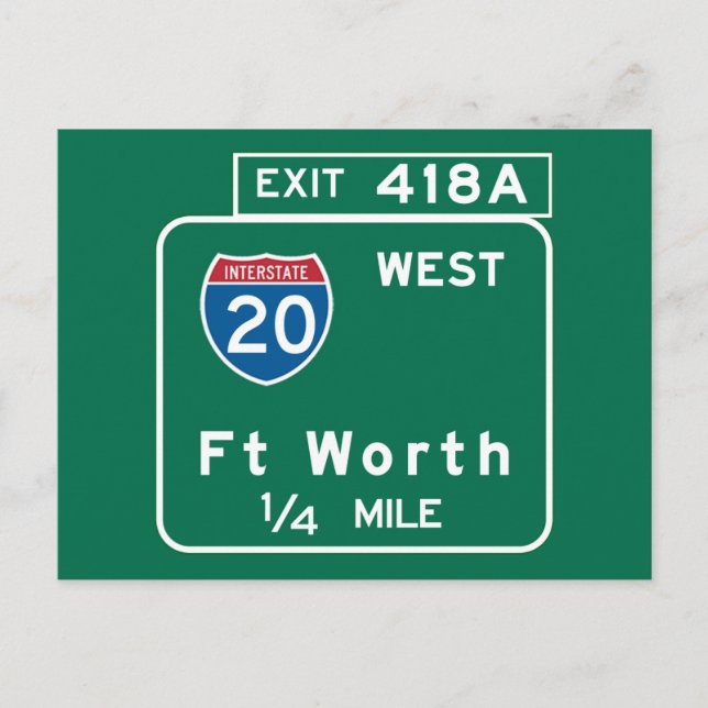 Fort Worth, TX Road Sign Vykort (Framsida)