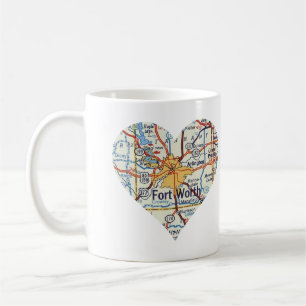 Fort Worth TX Vintage Karta Kaffemugg